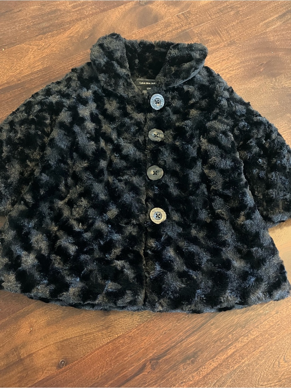 Calvin Klein Jeans Kids Black Faux Fur Coat